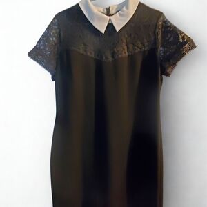 Karl Lagerfeld Black Dress with Lace and White Collar